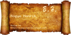 Bogye Henrik névjegykártya